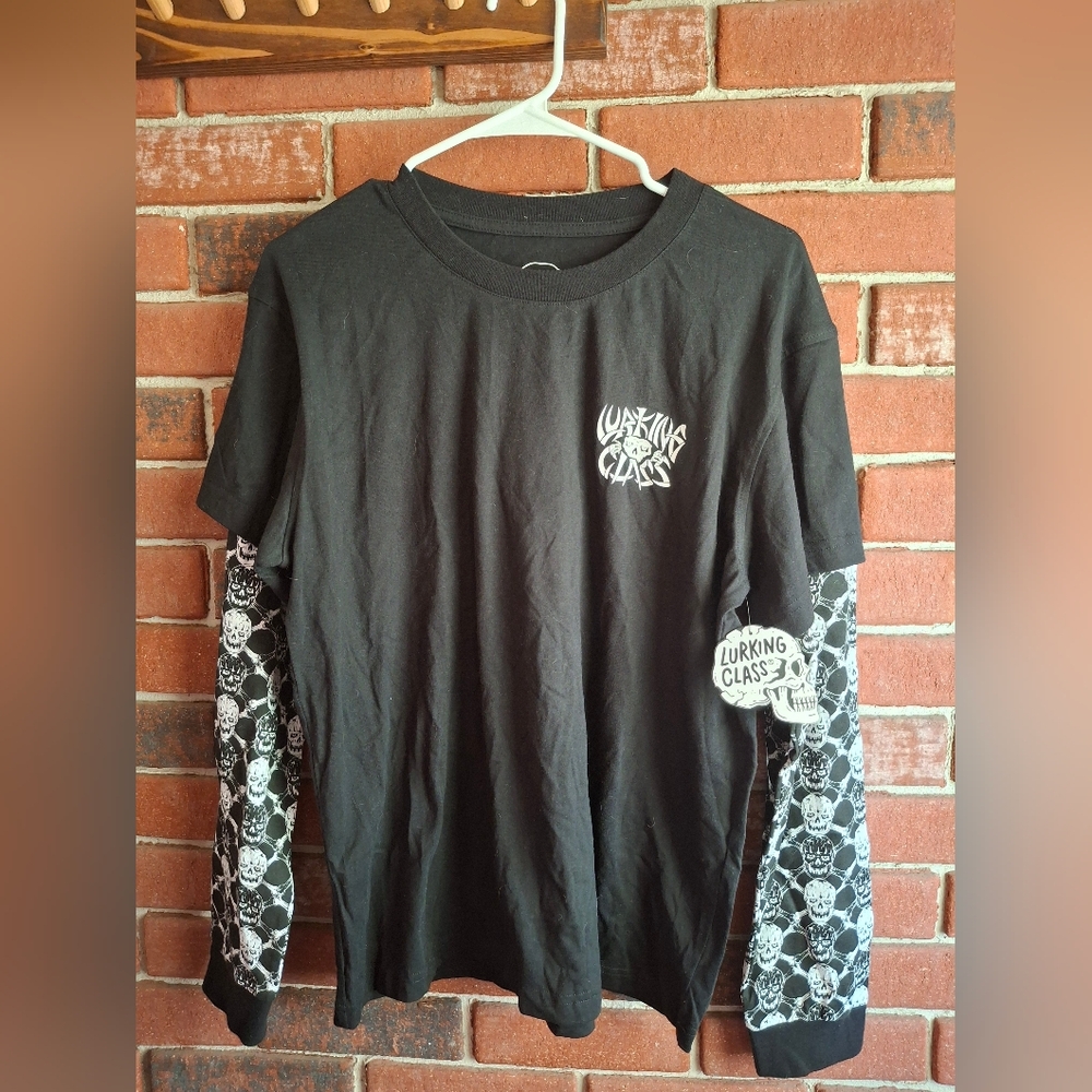 Lurking Class Black Layered Skull Sleeve Tee